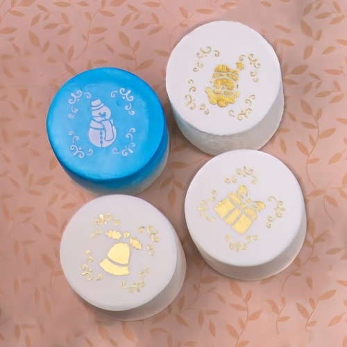 Kit 4 Mini Stencils Natal 1 Bolo Doce Decoração Bluestar