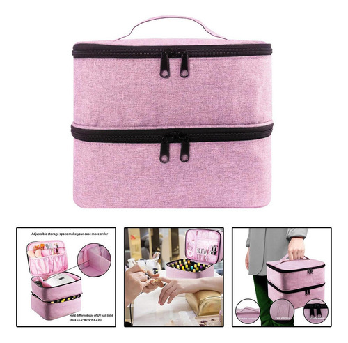 Bolsa De Almacenamiento De Esmalte De Uñas Portátil Rosa