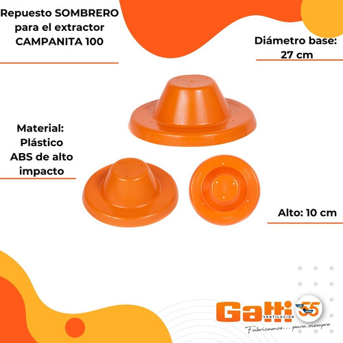 Repuesto Sombrero Extractor De Aire Campanita 100 Gatti Ventilacion