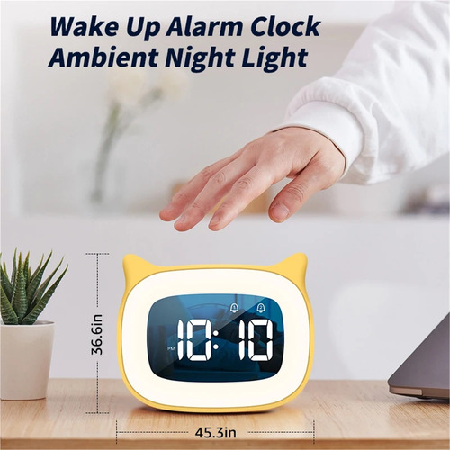 Reloj Despertador Led Con Forma De Gato Y Control De Voz