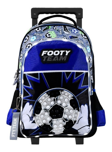 Mochila Escolar Con Carrito Footy Team Futbol Pop It F1791 