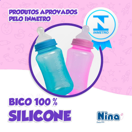 Kit 2 Mamadeiras Bico Ortodôntico Menino Menina 330ml