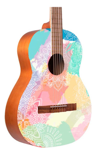 Guitarra Acústica Clásica Bamboo Gc-36-rainbow Con Funda Color Multicolor