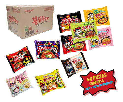 Caja Ramen Buldak Samyang Surtida De Todos Los Sabores 40pz