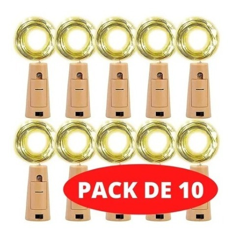 Pack De 10 Corchos Led Tipo Hada/luz Calida Para 10 Botellas