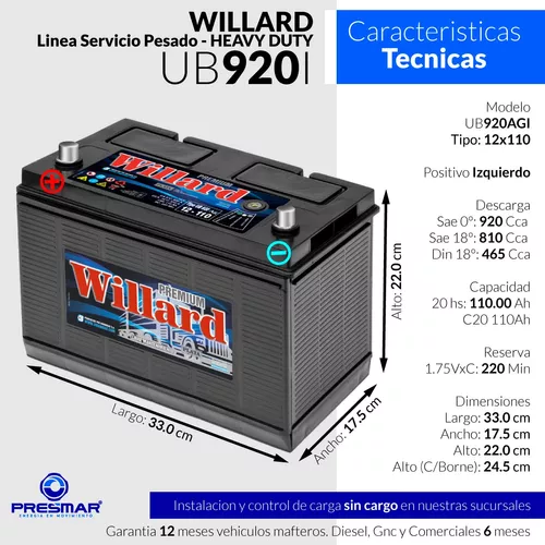 Batería para auto 12x50 amp