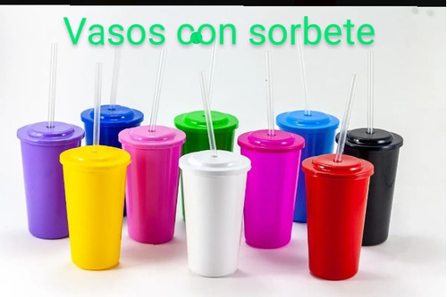 Vasos Plásticos 275 Cc Con Tapa Y Sorbete.pack X 30