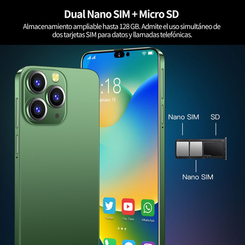 Teléfonos Inteligentes Android Baratos I14 Pro Max 6.56 En Ram 2 Gb Y Rom 16 Gb Morado