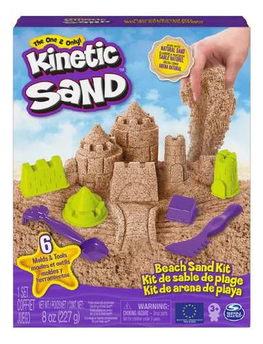 Arena Kinetic Sand Playa 227grs C/moldes Y Herramientas Srj