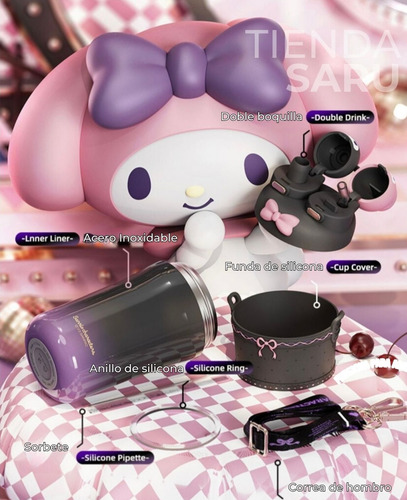 Termo De Acero Inoxidable Kuromi & My Melody 550ml Original