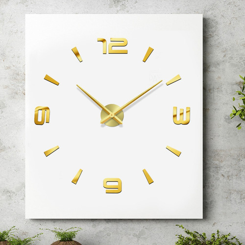 Reloj De Pared Autoadhesivo Dorado Diy Sin Marco Digital Gra