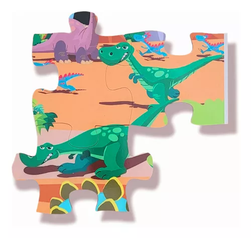 Brinquedo Kit com 02 Jogos Quebra Cabeça Dinossauro Infantil com 30 Peças