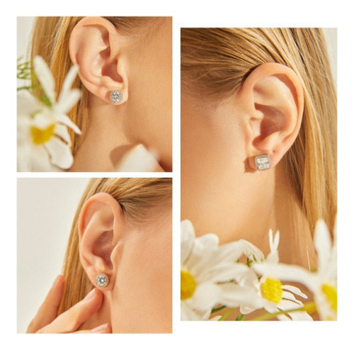 Arete Oro Cubic Zirconia 18k Diamante Hombre/mujer(2pares)