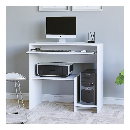 Escritorio Ciudad Muebles Mesa de PC escritorio para CPU melamina de 84cm x 80cm x 45cm blanco