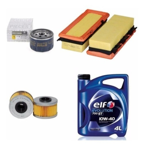 Kit Filtros + Aceite Elf 10w40 Renault Clio 2 F8q 1.9 Diesel