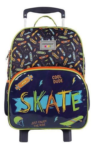 Mochila De Rodinhas Dermiwill Container Kids Skate Azul