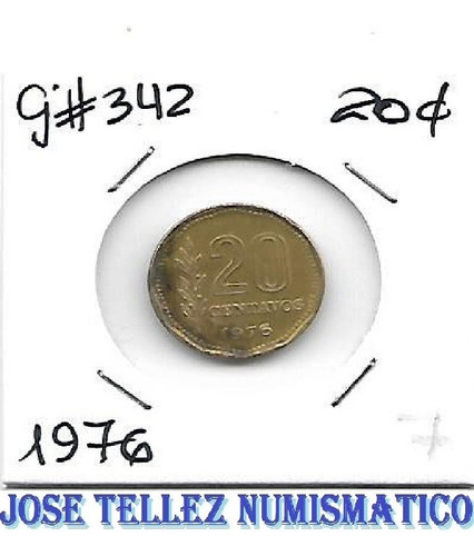 Moneda Argentina 20 Centavos 1976 Cj# 342 Palermo