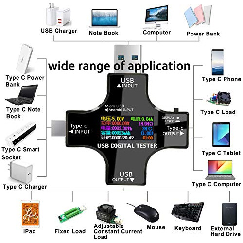 Comprobador Usb 2 1 Tipo Pantalla Color Ips Multimetro 3