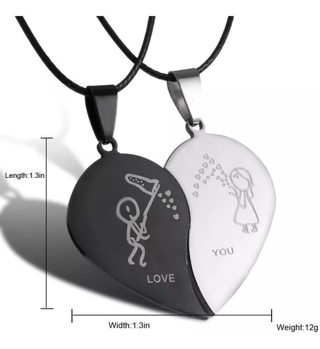 Collar Para Parejas Corazon Novios Amor Amistad | Cuotas sin interés Collar Para Parejas Corazon Novios Amor Amistad | Cuotas sin interés