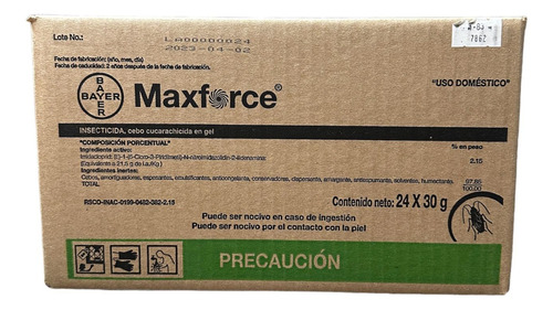 Maxforce Gel Bayer Caja Completa 24 Pzs 30 G Mata Cucarachas