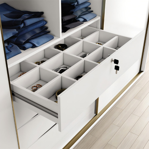 Guarda-roupa Casal Eleganza 2 Portas 6 Gavetas Com Espelho Cor Branco