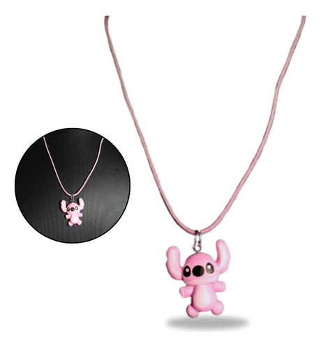 Colar Infantil Lilo Stitch Cor De Rosa Disney Desenho