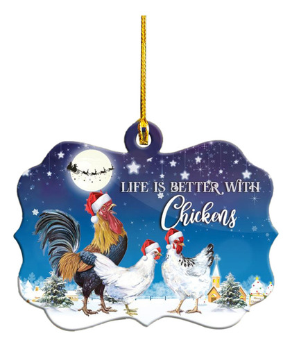 . Colgante De Pollo Con Sombrero De Navidad For Colgar En El
