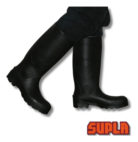 Botas De Goma Negra Caña Larga S/p T-42 (supla)