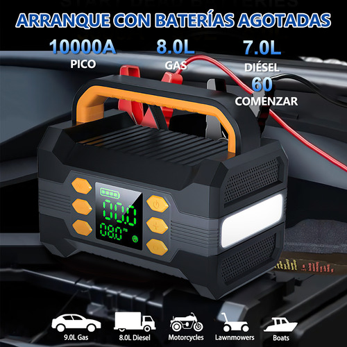 Arrancador De Batería De Auto 10000a Con Compresor De Aire