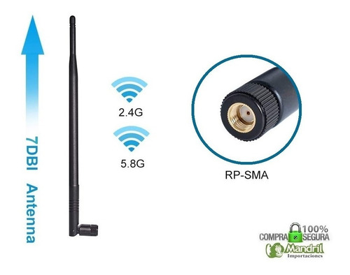Antena Wifi Omnidireccional 7dbi Modem Router Tarjeta De Red