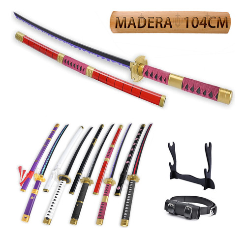 Kit 104cm Zoro Katana De Madera Espadas Colección Color B - Kitetsu