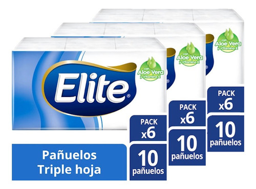 3 Pañuelo Elite Aloe Vera Pack X6