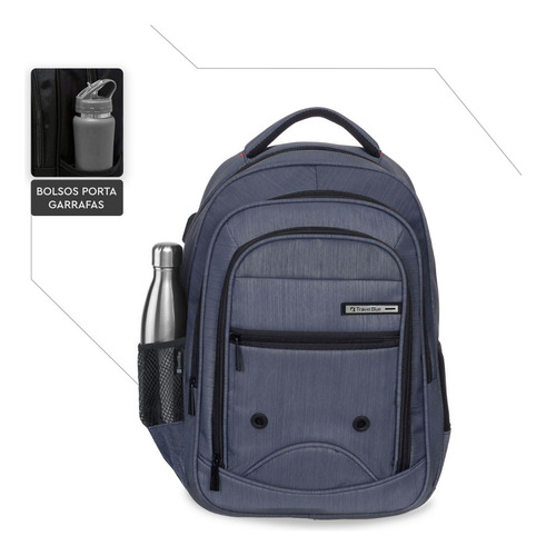 Imagen 5 de 10 de Mochila Notebook Usb Urbana Reforzada 4 Compartimientos