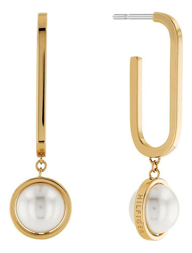 Aretes Tommy Hilfiger Orb/pearl Dorado Para Mujer Color 283164