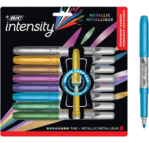 Marcador Permanente Metálico Bic Intensity, Punta Fina, 8