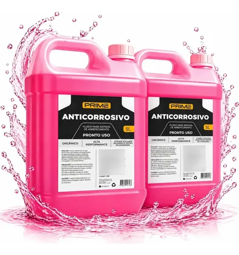 Kit 2 Fluído Rosa Pronto Uso Rosa 5l Arrefecimento 10l Anticorrosivo Aditivo Orgânico