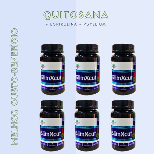 Imagem 6 de 9 de Kit 6 Quitosana Spirulina Psyllium Seca Barriga 750mg