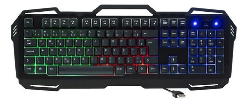 Teclado Para Jogos Gamer Prof Painel Luminoso Metalico Mous Cor de teclado Preto Idioma Português Brasil