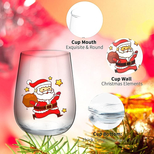 Set De 4 Copas De Vino De Navidad, Copas De Vino...