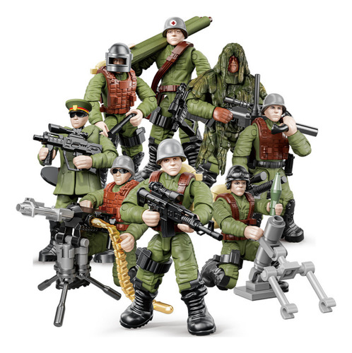 Figuras De Acción De Soldado Articulado From 1:36, 8 Piezas