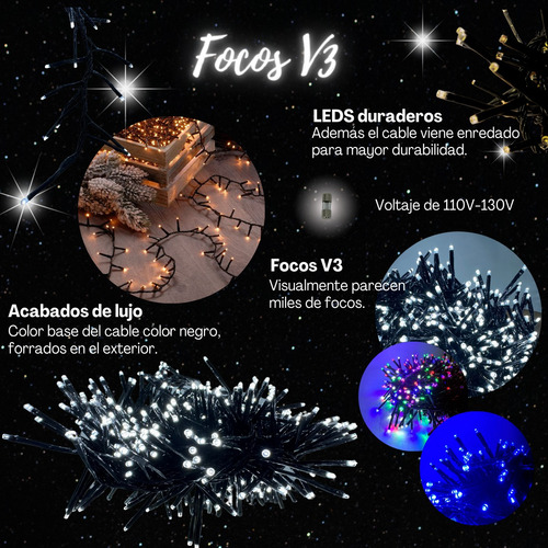 Serie Navideña Decorativa 500led Foco V3 8mts Tipo Cerillo