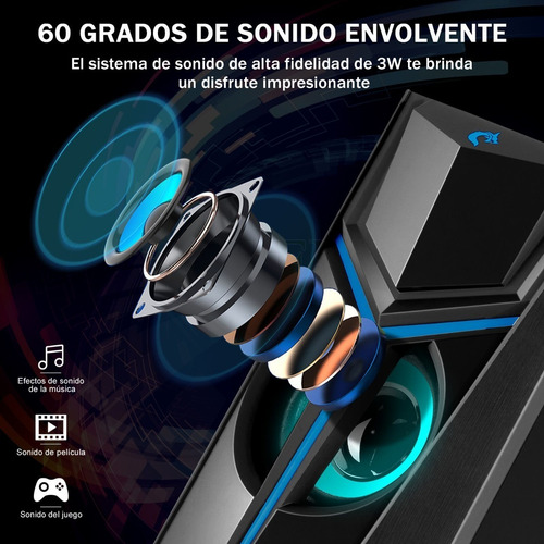 Imagen 7 de 9 de Altavoz Usb Teatro En Casa Bocina Subwoofer Multimedia Tv