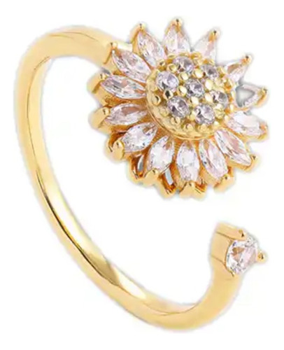 Anillo Anti-ansiedad Girasol Piedras Giratorio Ajustable