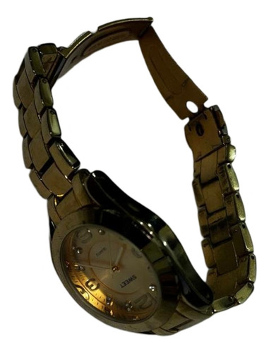 Reloj Pulsera Metálico Dorado Strass En Cuadrante Sweet Leer Dorado Dorado Dorado (Usado)