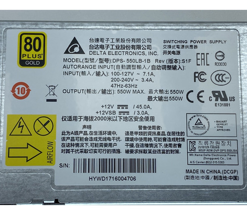 Fonte Dell 550w Para Switch S4100 E S4048t 3wvhp 03wvhp