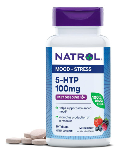 Natrol 5-htp Mood E Stress 100mg Com 30 Tabletes - Imp Eua