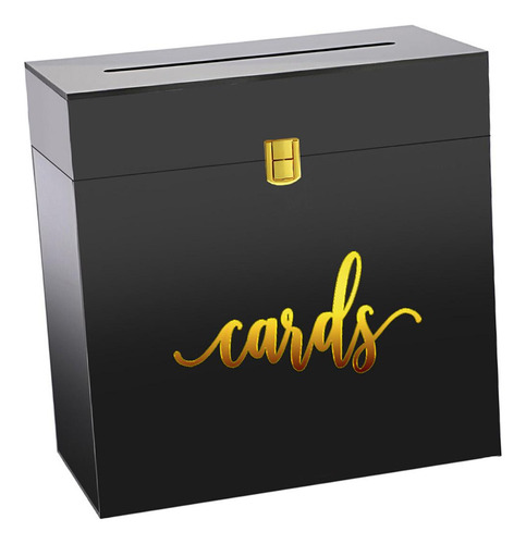 Caja De Tarjeta De Boda De Acrílico Negro Con Ranura Caja