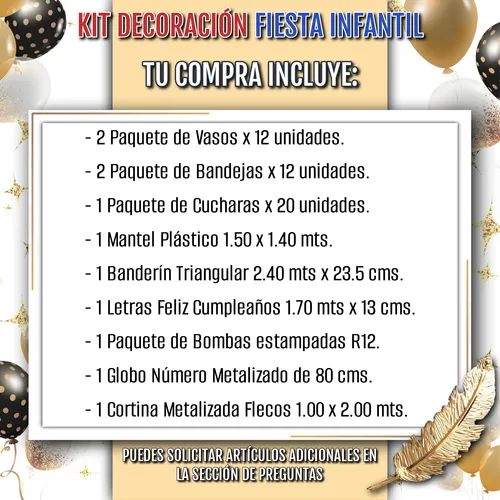 Kit Infantil Decoración Fiesta - Merlina Addams X24 Inv