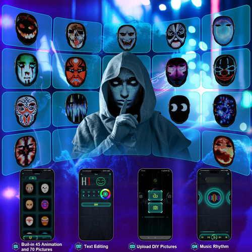 Máscara Led Aiglun Inteligente Programable Boywithuke Hallow Color Nombre Del Diseño