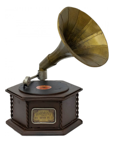 Enfeite Antigo Decoração Cofre Retrô Vintage Gramofone 